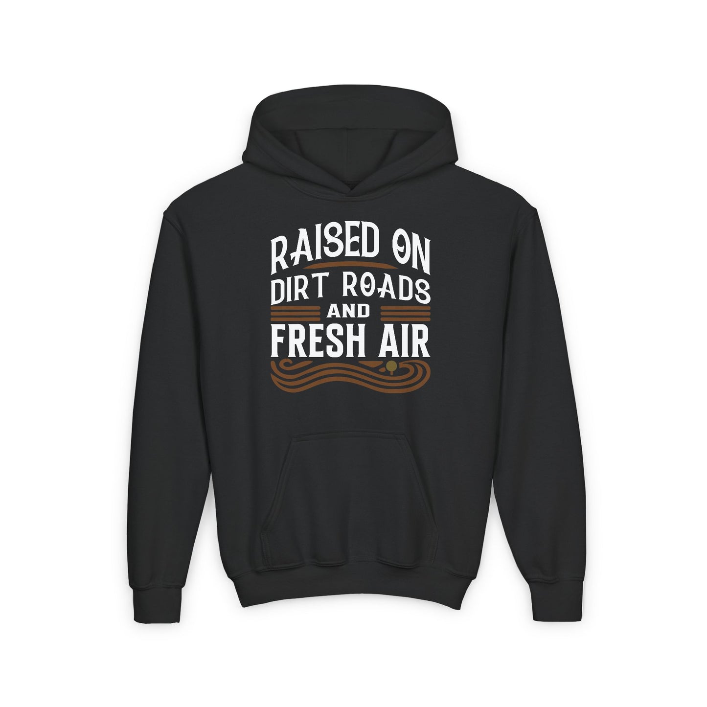 RAISED ON DIRT ROADS AND FRESH AIR YOUTH HOODIE