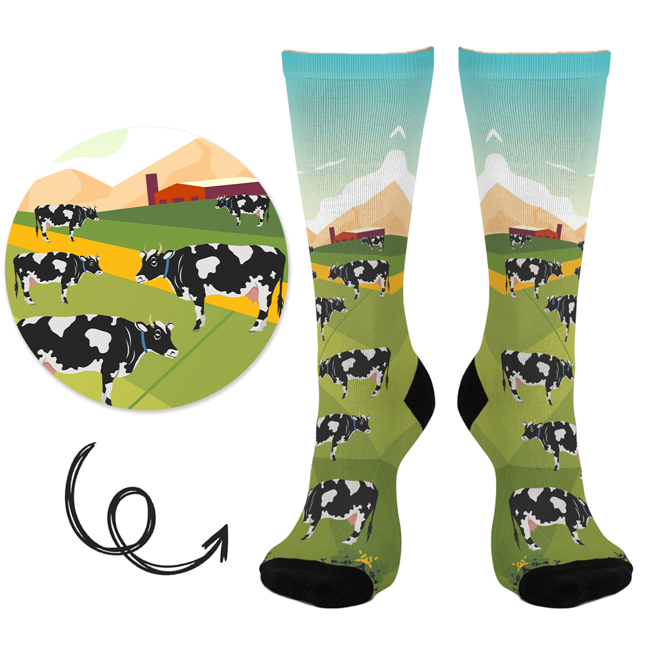 DAIRY COW FARM SOCKS SD6