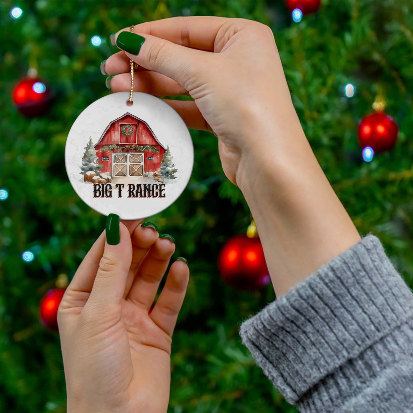 CUSTOM BARN CHRISTMAS FARM ORNAMENT