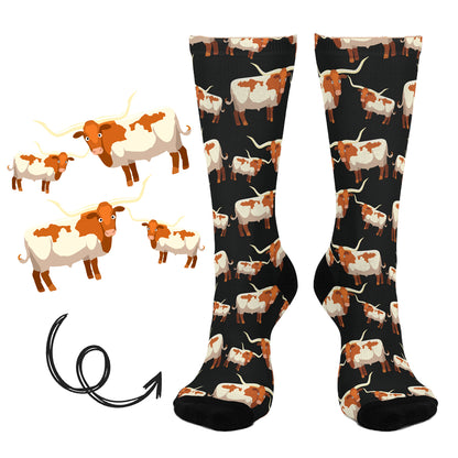 LONG HORN COW FARM SOCKS SL7