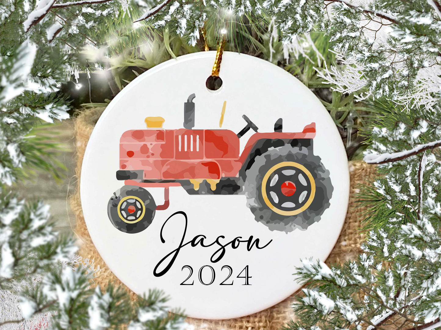 RED TRACTOR KIDS CHRISTMAS FARM ORNAMENT