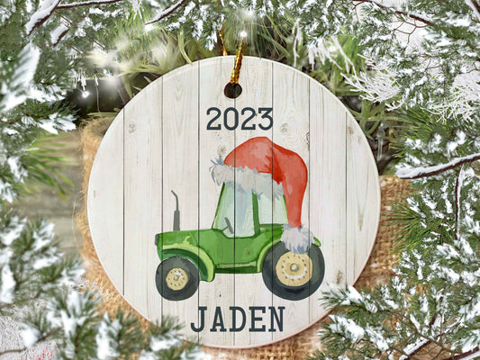 KIDS TRACTOR CHRISTMAS FARM ORNAMENT