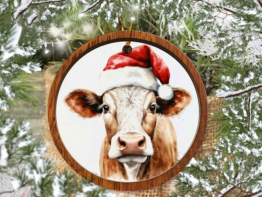 CHRISTMAS COW FARM ORNAMENT