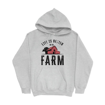 LIFE IS BETTER ON THE FARM RED BARN HOODIE