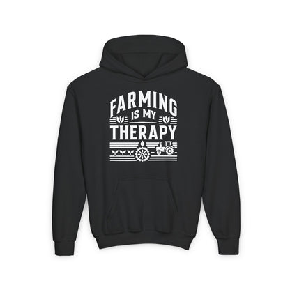 FARMING IS MY THERAPY YOUTH HOODIE