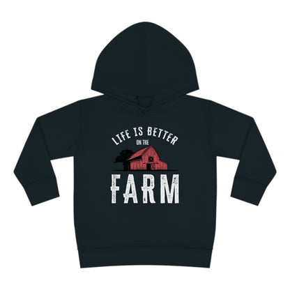 LIFE IS BETTER ON THE FARM RED BARN TODDLER HOODIE