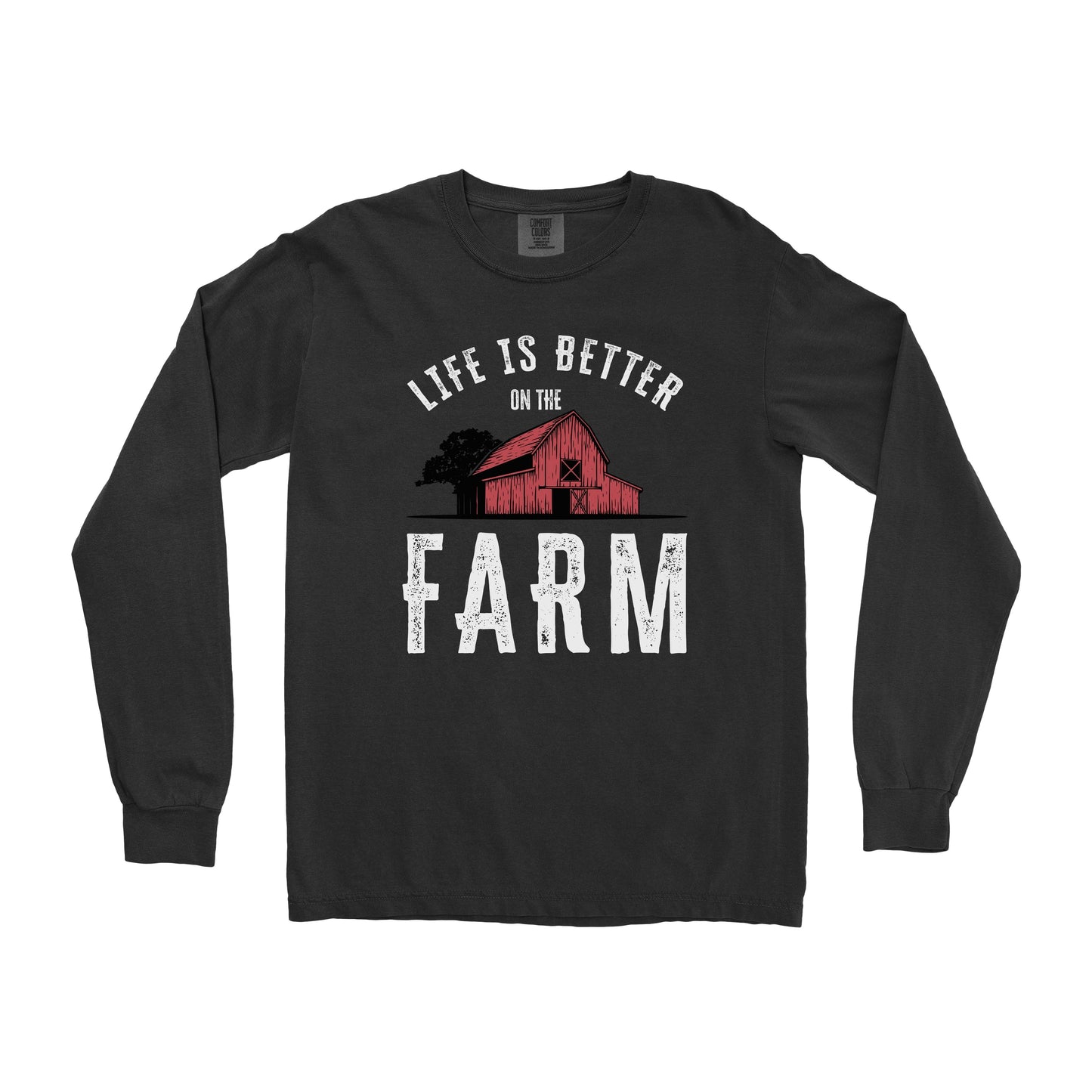 LIFE IS BETTER ON THE FARM RED BARN LONG SLEEVE SHIRT