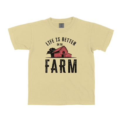 LIFE IS BETTER ON THE FARM RED BARN YOUTH SHIRT