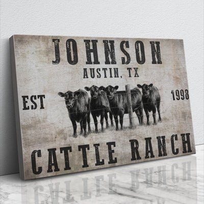 RUSTIC CATTLE RANCH PERSONALIZED CANVAS