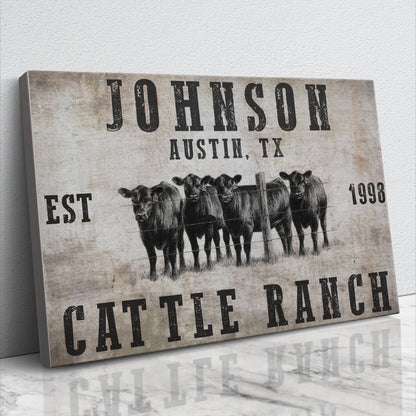 RUSTIC CATTLE RANCH PERSONALIZED CANVAS