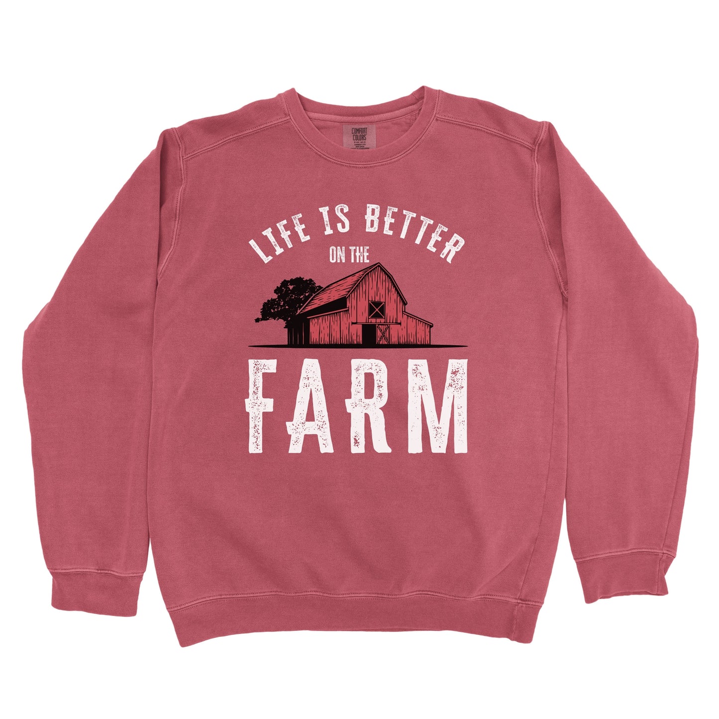 LIFE IS BETTER ON THE FARM RED BARN PREMIUM SWEATSHIRT