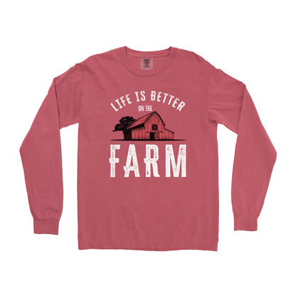 LIFE IS BETTER ON THE FARM RED BARN LONG SLEEVE SHIRT