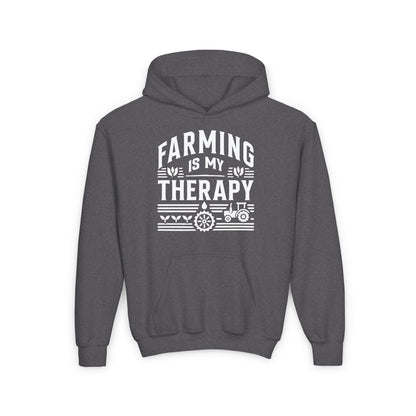 FARMING IS MY THERAPY YOUTH HOODIE