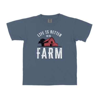 LIFE IS BETTER ON THE FARM RED BARN YOUTH SHIRT