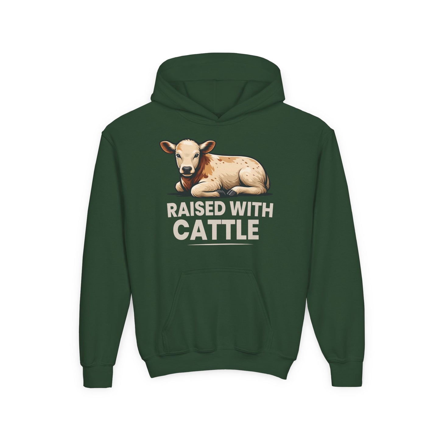 RAISED WITH CATTLE YOUTH HOODIE