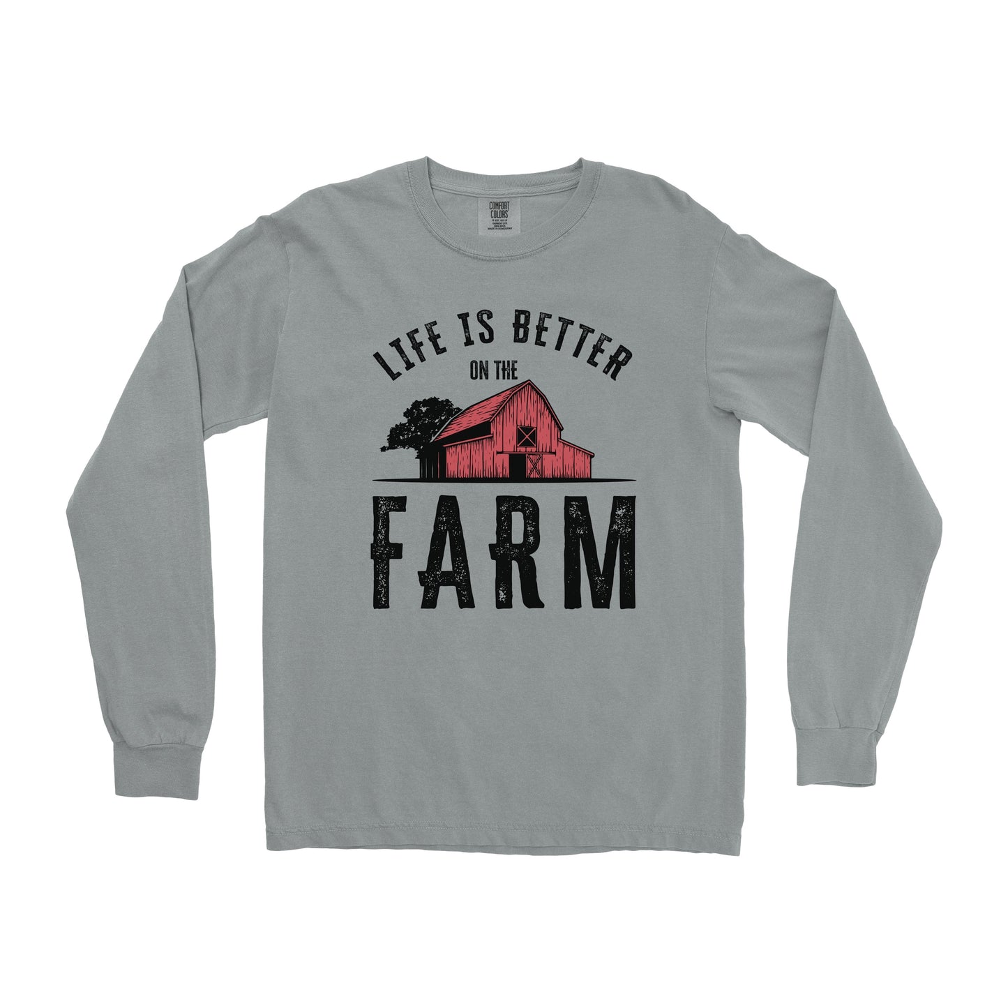 LIFE IS BETTER ON THE FARM RED BARN LONG SLEEVE SHIRT