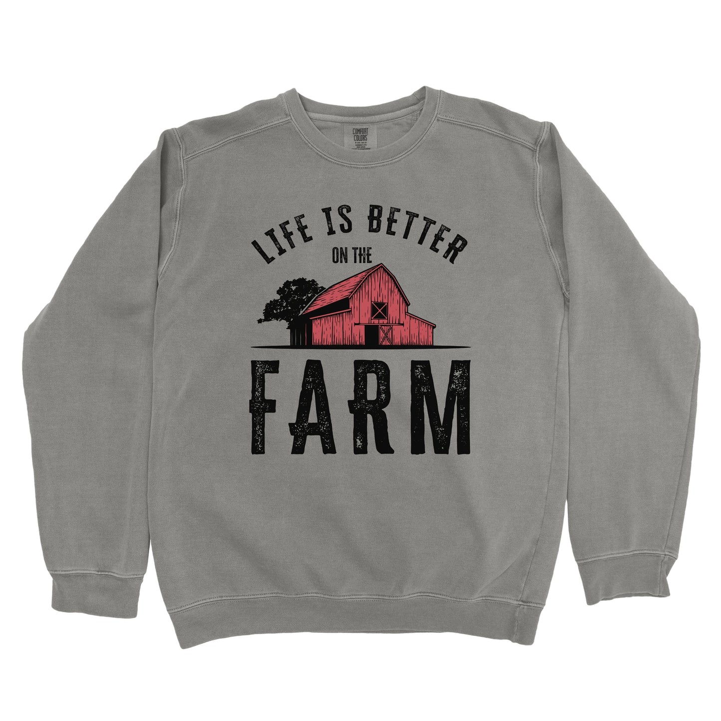 LIFE IS BETTER ON THE FARM RED BARN PREMIUM SWEATSHIRT