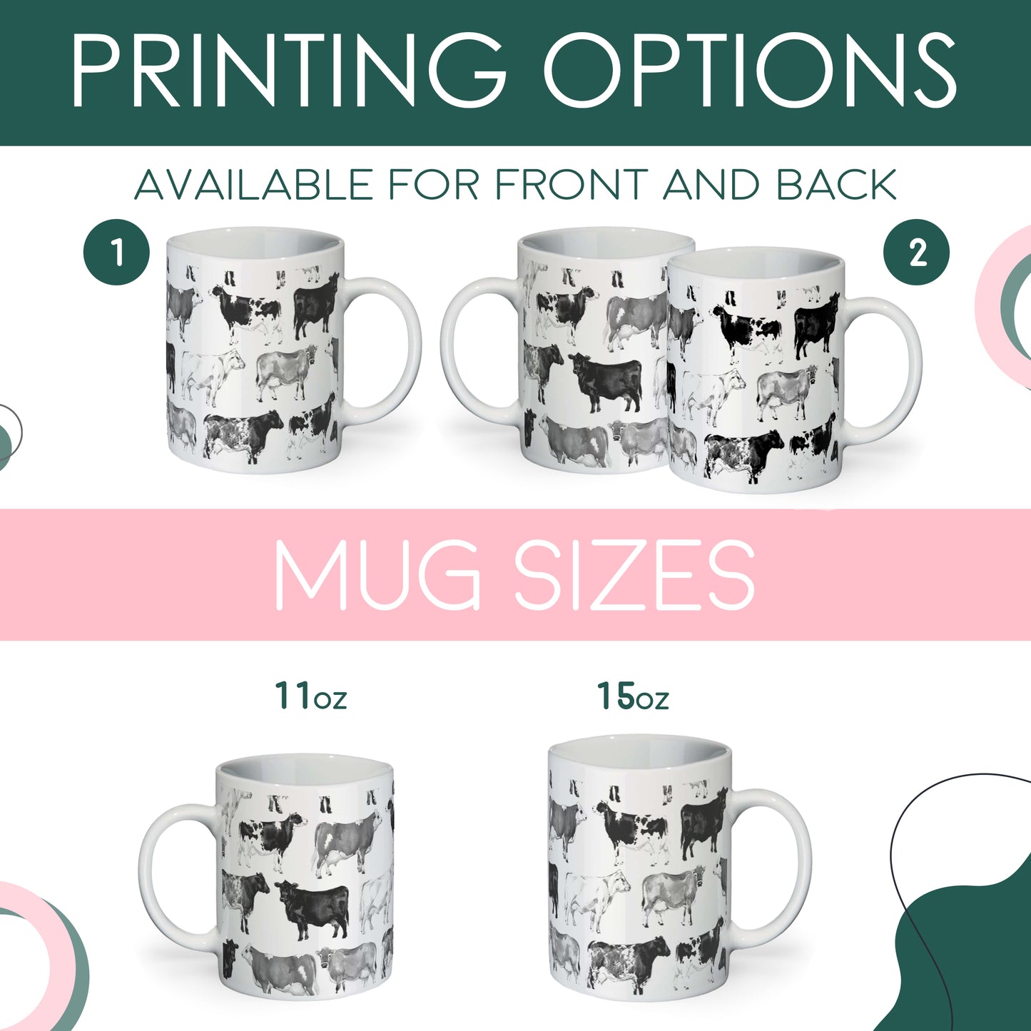 BREEDS OF COWS B&W COFFEE MUG