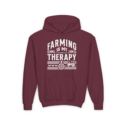 FARMING IS MY THERAPY YOUTH HOODIE