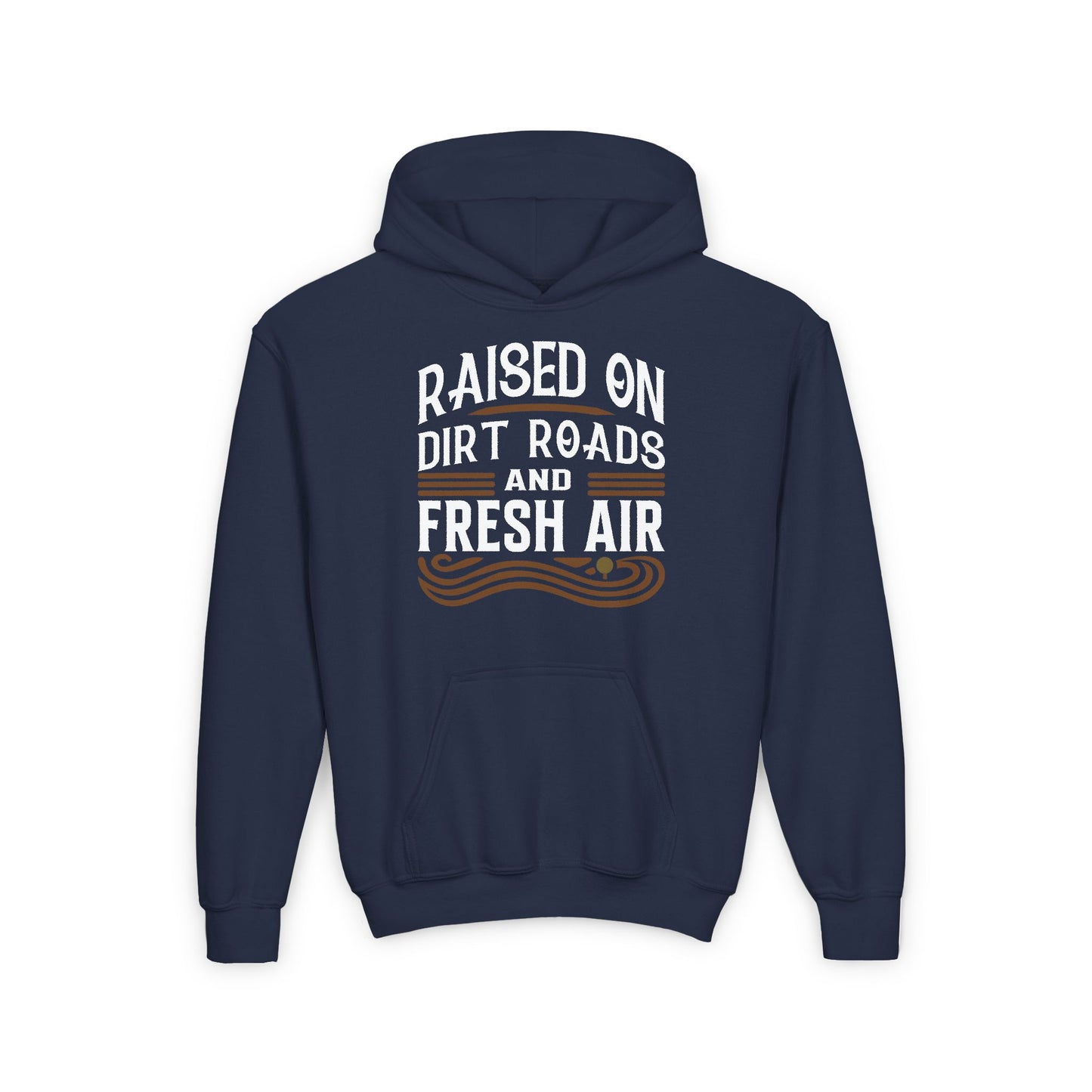 RAISED ON DIRT ROADS AND FRESH AIR YOUTH HOODIE