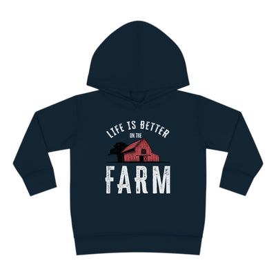 LIFE IS BETTER ON THE FARM RED BARN TODDLER HOODIE