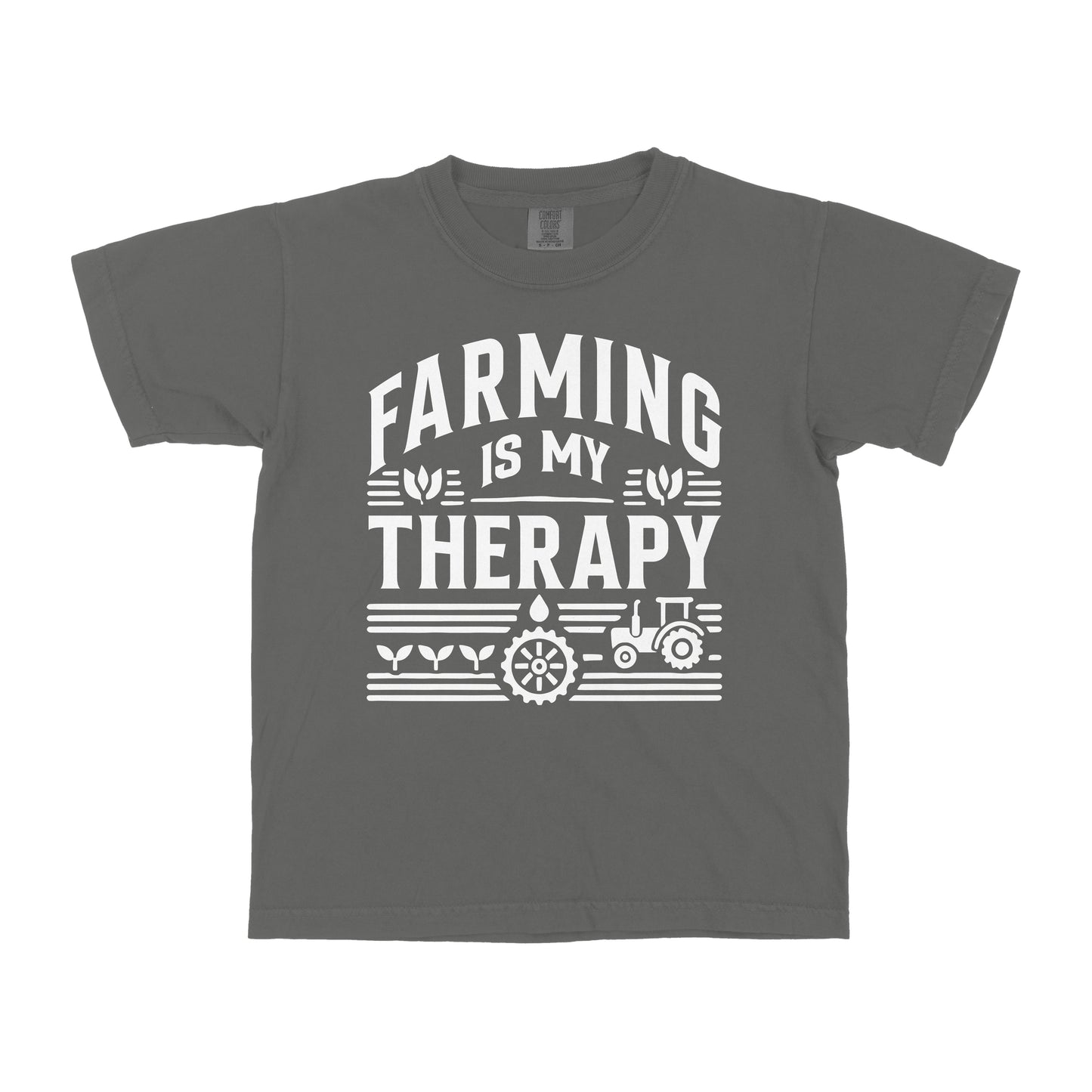 FARMING IS MY THERAPY YOUTH SHIRT