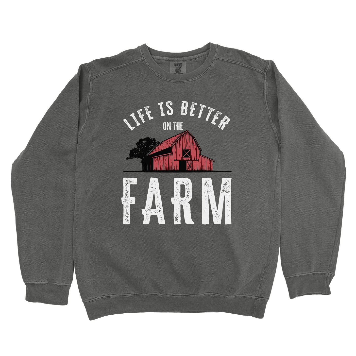 LIFE IS BETTER ON THE FARM RED BARN PREMIUM SWEATSHIRT