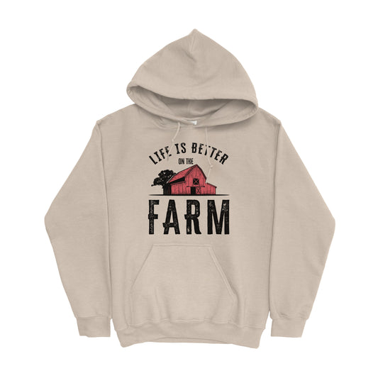 LIFE IS BETTER ON THE FARM RED BARN HOODIE