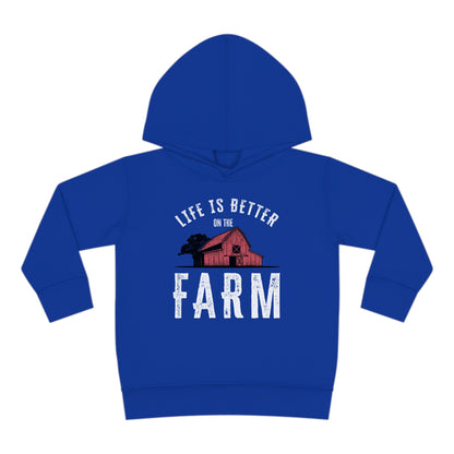 LIFE IS BETTER ON THE FARM RED BARN TODDLER HOODIE