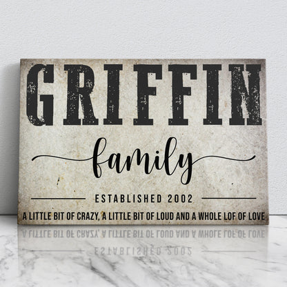 FAMILY LAST NAME CUSTOM CANVAS