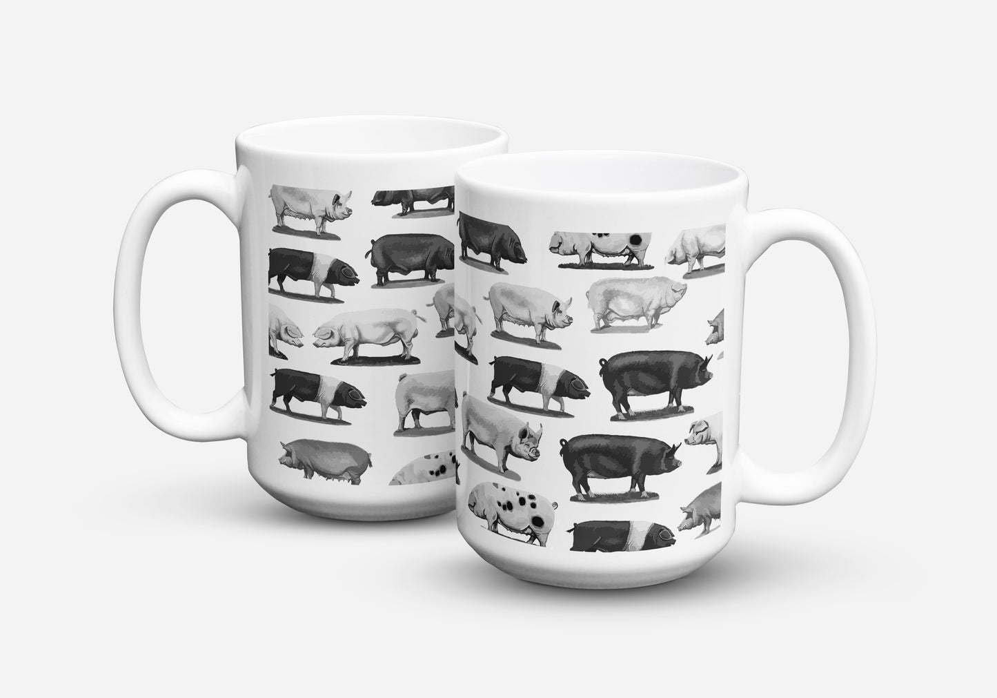 BREEDS OF PIGS B&W COFFEE MUG