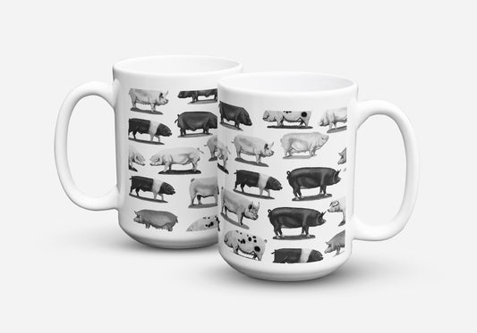 BREEDS OF PIGS B&W COFFEE MUG