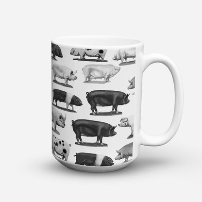 BREEDS OF PIGS B&W COFFEE MUG