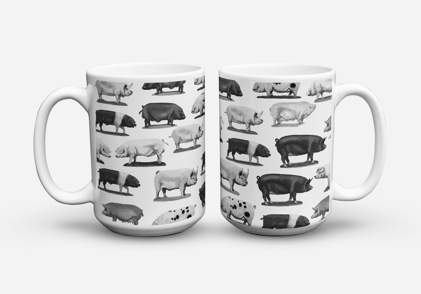 BREEDS OF PIGS B&W COFFEE MUG