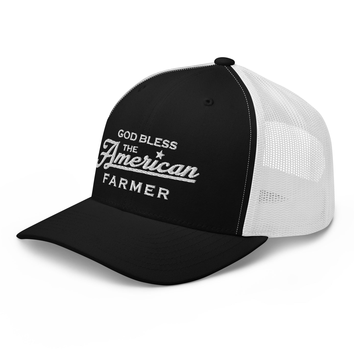 GOD BLESS THE AMERICAN FARMER TRUCKER HAT