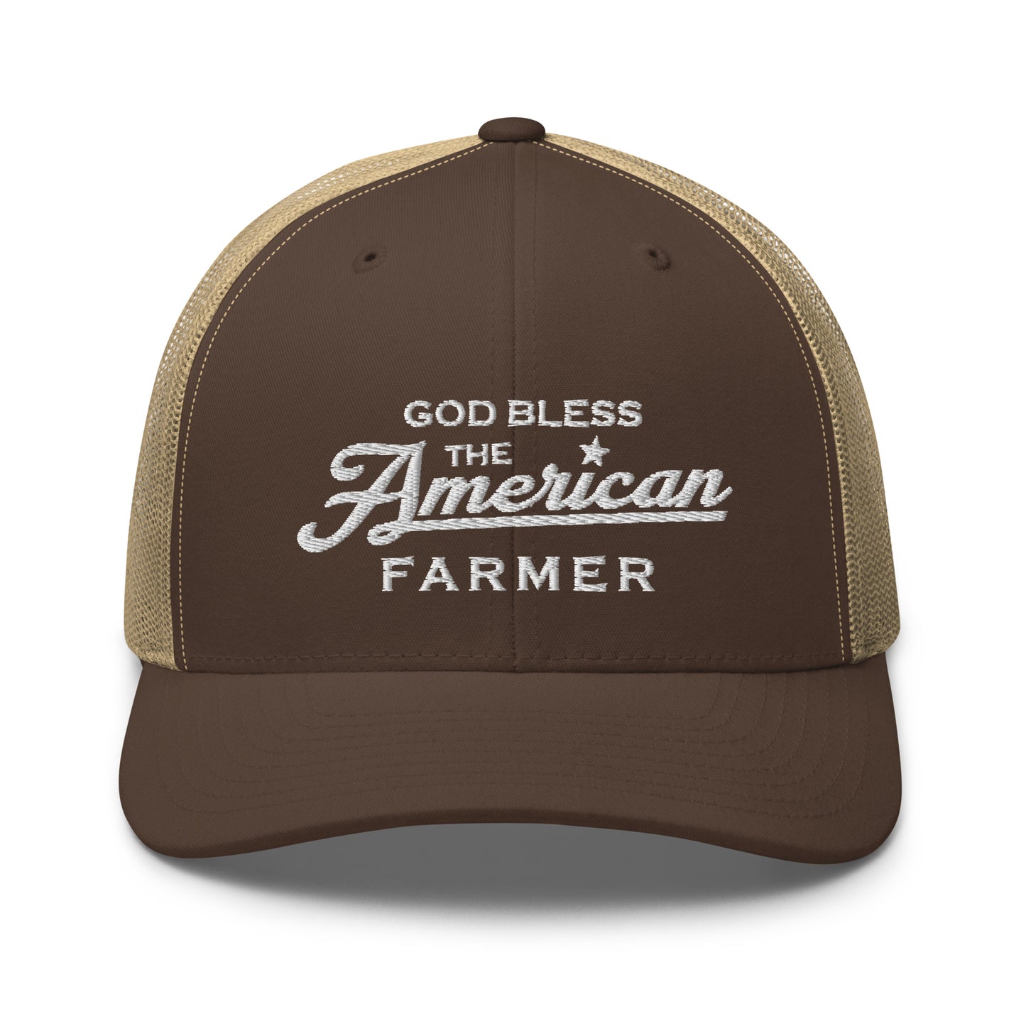 GOD BLESS THE AMERICAN FARMER TRUCKER HAT