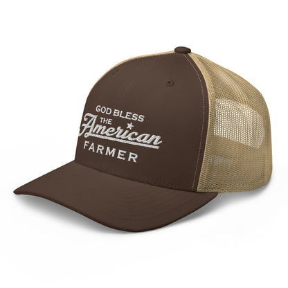 GOD BLESS THE AMERICAN FARMER TRUCKER HAT