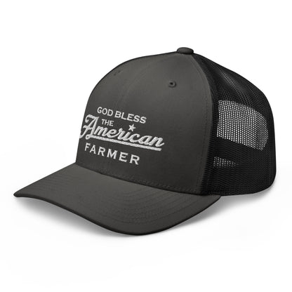 GOD BLESS THE AMERICAN FARMER TRUCKER HAT