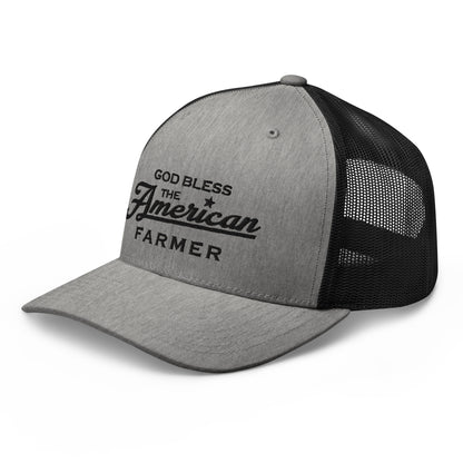 GOD BLESS THE AMERICAN FARMER TRUCKER HAT